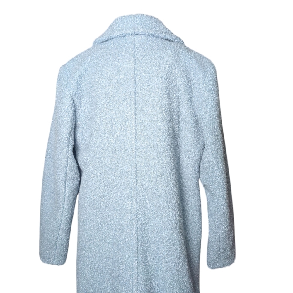 BCBGeneration Light Blue Teddy Jacket Fuzzy Trench Coat NWOT Double Button - Picture 7 of 13